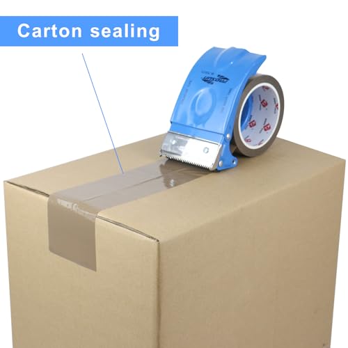 3 Inch Wide Packing Tape with Dispenser,2.4 Mil x 55 Yards Heavy Duty Packaging Tape Refill for Shipping,Industrial Grade,Urtal Strong Boxing Tape for Moving,Mailing and Storages (Brown) - color: Brown