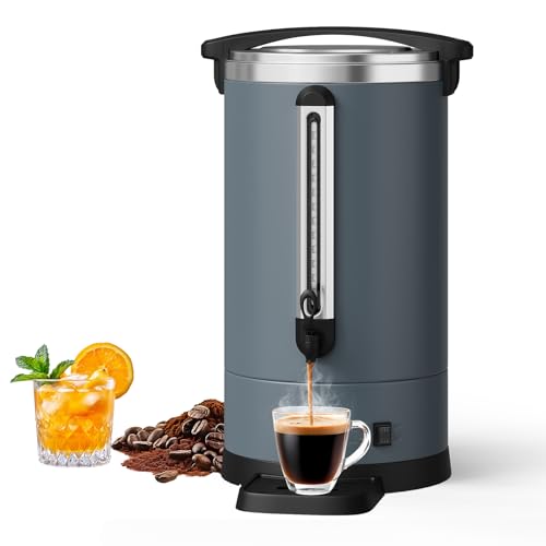 Garvee 18 L/120 Cups Coffee Urn- 4.8 gal Double Wall Commerical Coffee Maker for Buffet Catering Wedding Gathering,Large Capacity Hot Coffee Dispenser,Stainless Steel Hot Water Urn-Grey - color: Gray, size: 120 Cups/18L