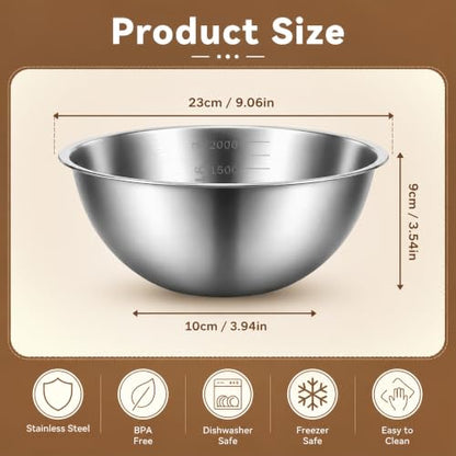 MySHUCE12Pcs Stainless Steel Mixing Bowls with Graduations for Kitchen Home