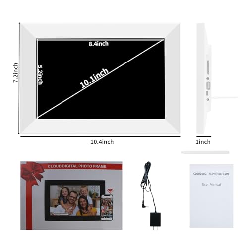 Frameo 10.1" Digital Picture Frame White, Smart WiFi Digital Photo Frame with IPS Touch Screen, 1280x800 HD Display, 32GB Auto-Rotate Wall Mountable, SD/USB Slot, Instant Sharing via Frameo App - color: 10.1 inch-White-Support Wifi