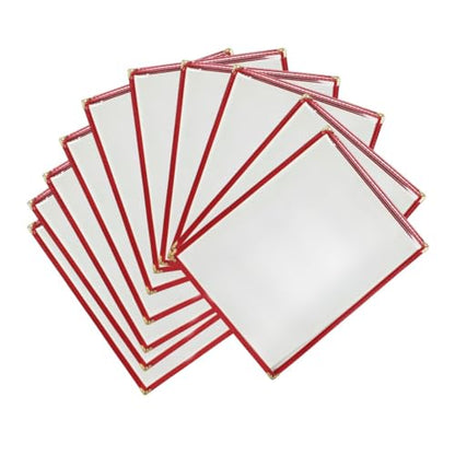 TrueCraftware- 8-1/2” x 11” Maroon Double Fold Restaurant Menu Covers 2 Page 4 View Set of 10- Crystal Clear Café Menu Holders Fits A4 Size Paper Menu Covers Clear Menu Sleeves - color: Maroon