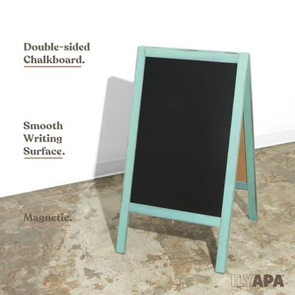 Ilyapa A Frame Chalk Board Easel Sign 40x20 in - Sandwich Signs Outdoor - color: Turquoise