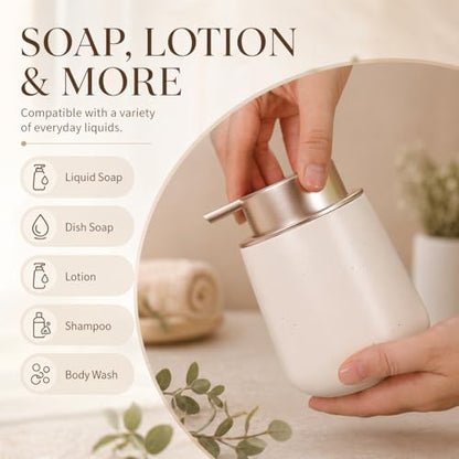 BosilunLife Ceramic Soap Dispenser - Dish Soap Dispenser for Bathroom 12Oz - color: Apricot
