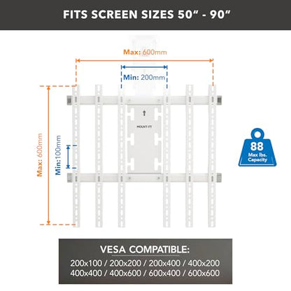 Mount-It! White Electric Ceiling TV Mount – Retractable Motorized Flip Down TV Mount for 50’’-90’’ Screens, Space-Saving Folding Design, RF Remote, VESA Compatible - color: White