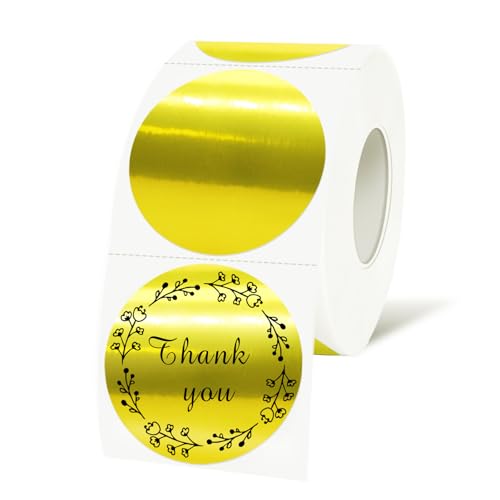 Gold 1.5 Inch Round Thermal Labels, 500 Labels per Roll - color: Gold-500 Labels, size: 1.5 inch