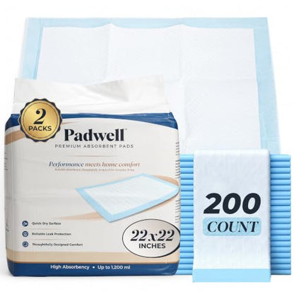 Absorbent Pads, Home Protection Pee Pads, 22 x 22 Inches, 200 Count - size: 200 Count