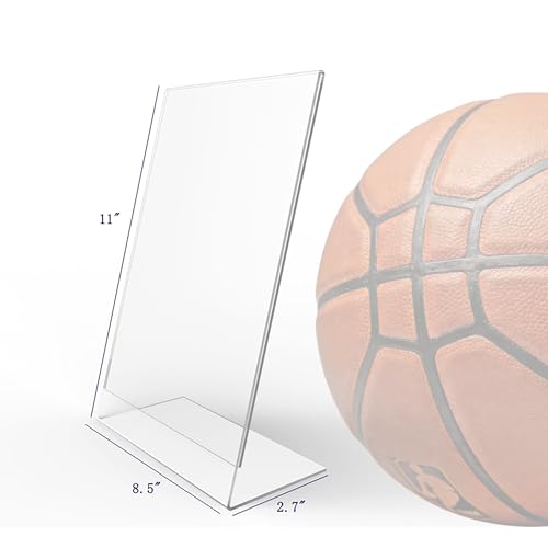 FixtureDisplays® 1PK 8.5 x 11" Clear Acrylic Sign Holder with Slant Back Design Portrait, Vertical Picture Frame 19780-8.5X11-NPF - size: 1 Pack