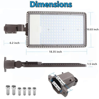 2PACK 300W LED Parking Lot Light with Dusk to Dawn Photocell, Slipfitter Mount and Wall Mount Commercial Outdoor Lighting, 100-277V 42000LM 5000K, ETL Commercial LED Security Flood Lights