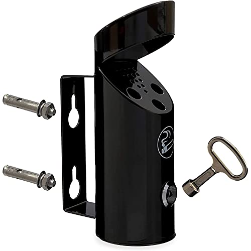 Juvale Outdoor Wall Mounted Cigarette Butt Receptacle (9 Inch, Black) - Outdoor Ashtray - Wall Mounted Ashtray