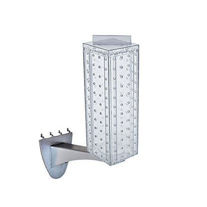 Azar Displays 700231-CLR 4" W x 4" D x 12" H Four-Sided Revolving Pegboard Display with Extension Rod in Translucent Clear - color: Clear