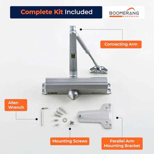 Boomerang D4016 Medium/Heavy-Duty Designer Auto Commercial Door Closer - color: Aluminum/Silver