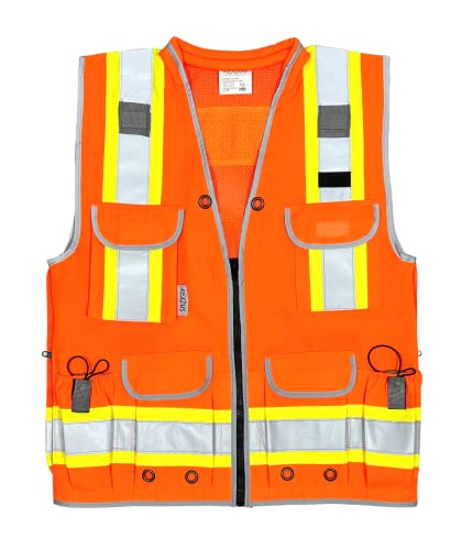 VERO1992 Class 2 Heavy Woven Two Tone Engineer Hi Viz - color: Orange, size: Medium-Large