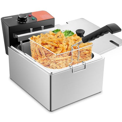 TANGME Commercial Deep Fryer, 1700W Electric Countertop Fryer with Basket - size: 6L