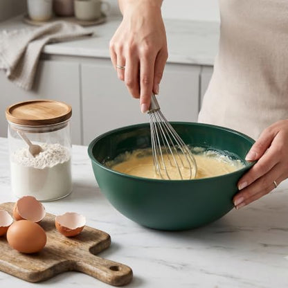 BoxedHome BPA Free Plastic Round Mixing Bowl with Lids, 12 Pack Nesting Bowls with Lids Set, Microwave and Dishwasher Safe Prep & Serving Bowls Great for Mixing, Baking, Serving (Green, 12pcs) - color: Green