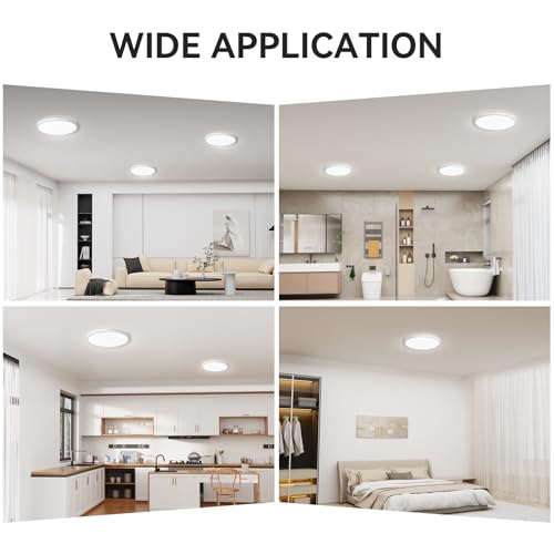 WKONCLDY 3200lm LED Flush Mount Ceiling Light, Super Slim 12 inch LED Ceiling Light, 5000K LED Ceiling Light for Bedroom, Living Room, Dining Room, Garage, Office (White, 8 Pack) - color: White, size: 12in-8Pack