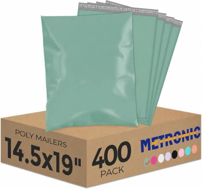 Metronic Bulk Poly Mailers 14.5x19 400 Pack, Self Seal Large Shipping Bags - color: Grayed Jade Green, size: 14.5x19 400PC