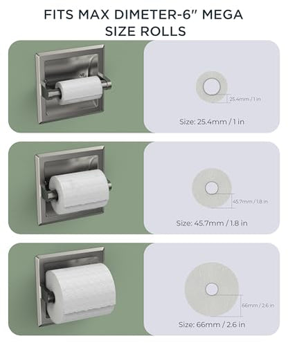 FORIOUS Recessed Toilet Paper Holder for Mega Rolls, Brushed Nickel - color: Stainless Steel