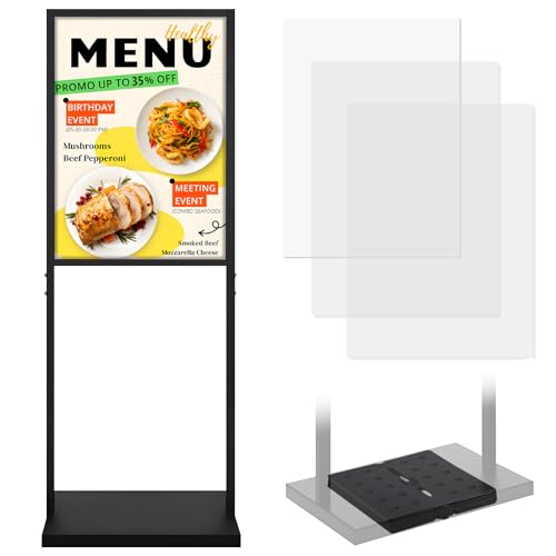 Sign Holder Floor Stand with Weighted Base, 19.6x27.5 Inch Double Sided Metal Poster Stand for Display, Heavy Duty Freestanding Poster Holder Stand for Store, Resturant ,Business