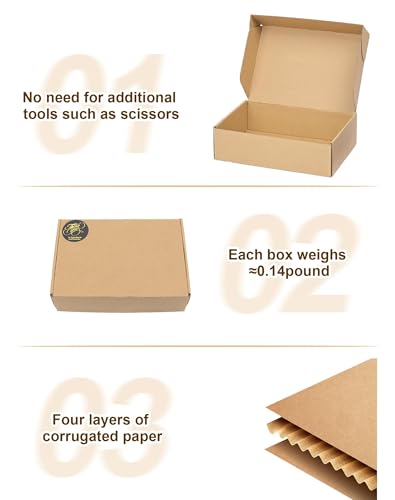 50 Pack Small Shipping Boxes, 7x5x2 Inch Brown Cardboard Boxes for Small Business - color: Brown, size: 7x5x2 inch