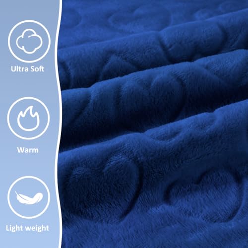 Travel Blanket, Airplane Blanket, Ultra-Soft, Warm & Lightweight, 65x40 in, Outdoor Blanket Essentials for Women, Men & Kids, Included Eye Mask, Luggage Sleeve & Backpack Clip Heart Navy Blue - color: Heart Navy Blue