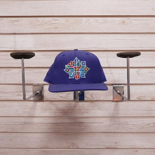 Slatwall Single Hat Display, Millinery Headwear Display Rack with Foam Pad - Chrome - 2 Pack - color: Chrome, size: 2 Pack