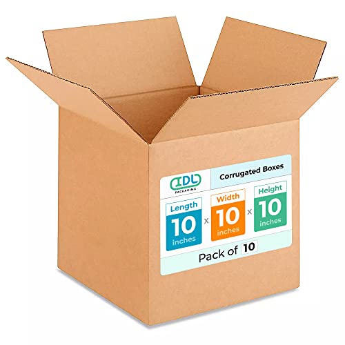 Medium Cube Moving & Shipping Boxes 10x10x10 inches (10-Pack) - Extra Strength 200 lb vs Regular - Corrugated Durable Packing Boxes - Shipping Box Medium - Box Packaging by IDL Packaging - size: 10 * 10 * 10" (Medium Boxes)