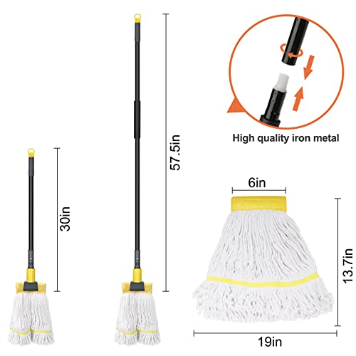 KeFanta Commercial Heavy Duty Industrial Mop with Extra Replacement Head - size: 1 industrial mop + 1 replacement mop head - Yellow