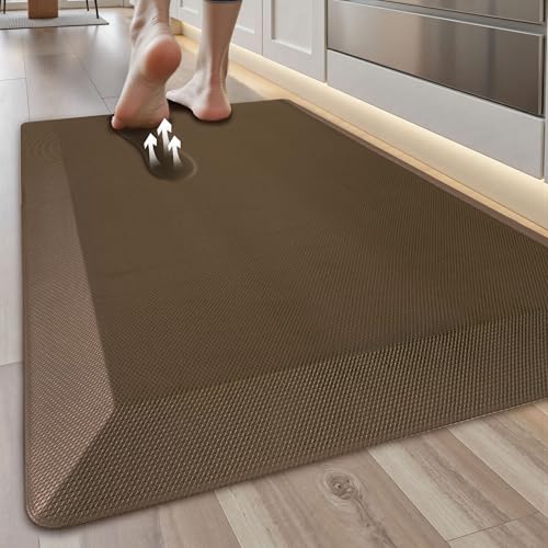 Tyrot Extra Thick Anti Fatigue Mat for Kitchen Floor, 20x32, Brown - color: Brown, size: 32"L x 20"W x 0.9"Th