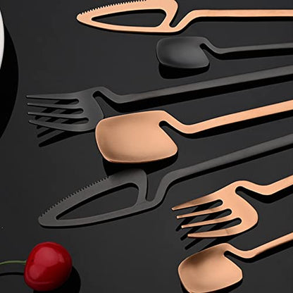 JASHII Silverware Set Satin Finish 24-Piece Stainless Steel Flatware Set Kitchen Utensil Set Service for 6 Tableware Cutlery Set Dishwasher Safe (Matte Rose Gold) - color: Rose gold 24pcs, size: service 6