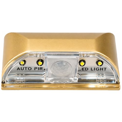 1Pack Keyhole Light 4 LED -Battery Operated Outdoor Motion Sensor 3m Detection Range for Key Light,Front Porch,Night Lights,Outdoor (Gold) - color: 1Pack-Gold