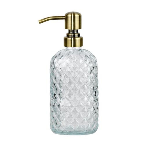 16 oz Glass Soap Dispenser with Vintage Gold Pump - color: Clear