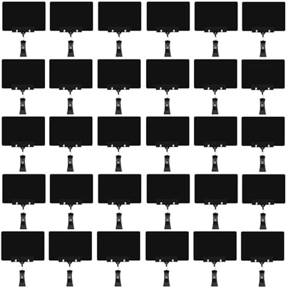 30 Pack Mini Plastic Chalkboard Sign with Clip, Double Sided Rotating Reuse Price Signs for Business Retail Food Clothing Rack Shelf Basket, Clip on Sign Holder (Black) - color: 30 Pack