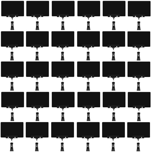 30 Pack Mini Plastic Chalkboard Sign with Clip, Double Sided Rotating Reuse Price Signs for Business Retail Food Clothing Rack Shelf Basket, Clip on Sign Holder (Black) - color: 30 Pack