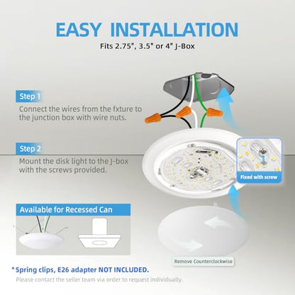 ECOELER 5CCT Selectable LED Flush Mount Ceiling Light, 6 Inch Dimmable Disc Lights, 16.5W 1100LM, Low Profile Surface Mount Ceiling Lights for Kitchen, Garage, Laundry, ETL&FCC, 6 Pack - color: 5CCT (2700K/3000K/4000K/5000K/6000K), size: 6 - Pack