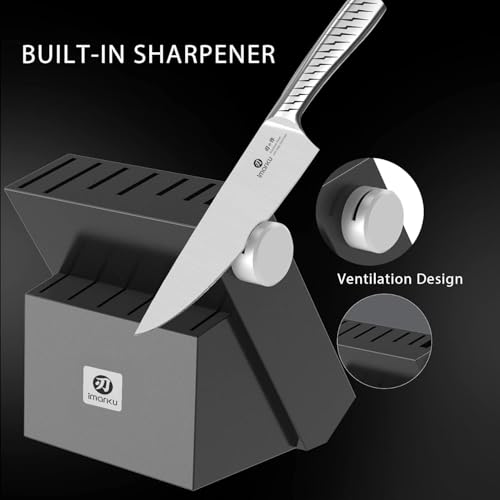 imarku 14-Piece Kitchen Knife Set with Block, High Carbon Stainless Steel - color: Silver Black, size: 14 Pcs