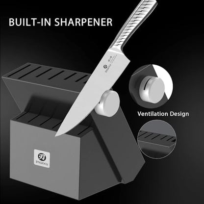 imarku 14-Piece Kitchen Knife Set with Block, High Carbon Stainless Steel - color: Silver Black, size: 14 Pcs