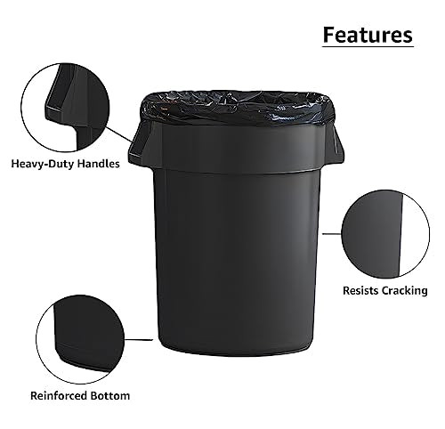 Set of 4 Round Commercial Trash Can 44 Gallon, Industrial Recycling Bin, Durable Garbage Can, Safe Food Container, Ingredient Bin (Black) - color: Black