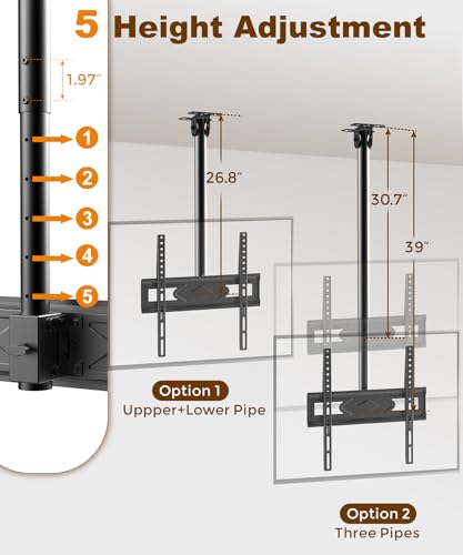 39” Ceiling TV Mount for 26-65 Inch TVs, Heavy Duty Hanging Mount