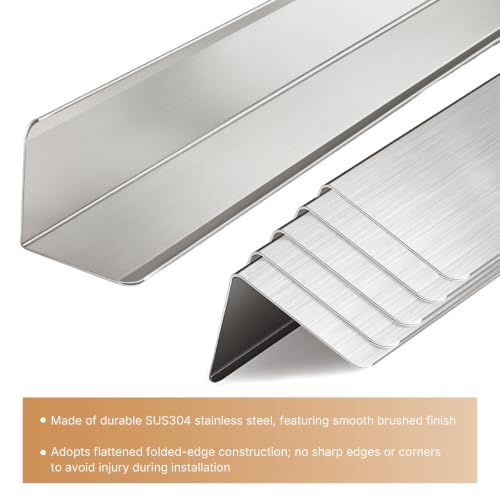 2x2x48 Inch 304 Stainless Steel Wall Corner Guards (10-Pack), Heavy Duty 90° Rounded Corner Protector, Smooth Folded Edge Metal Wall Edge Guard, Wall Corner Trim for Home & Commercial Wall Protection