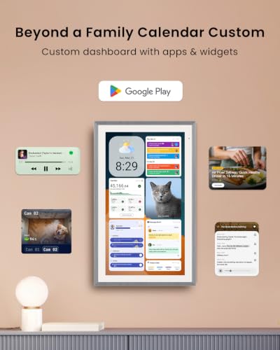 Apolosign 27-inch Digital Calendar & Smart Family Wall Planner, No Subscription, Shared Touchscreen Display with Calendar Sync, Chore Charts & Family Scheduling Hub, Wall Mount Included (Gray) - color: Gray