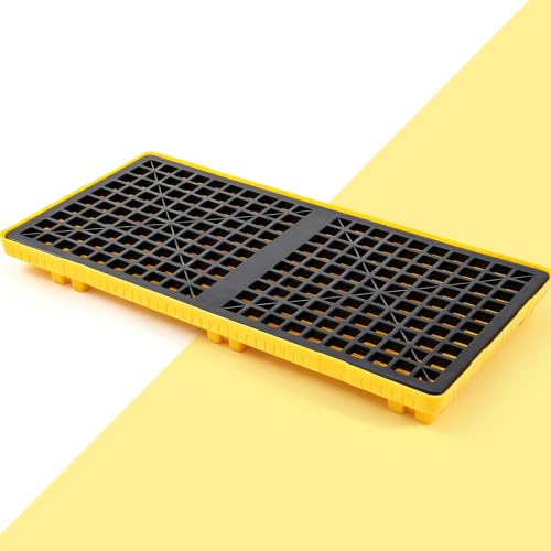 2 Drum Spill Containment Platform with Drain Anti Slip, 48 x 24 x 4'' - size: 48 x 24 x 4 Inches