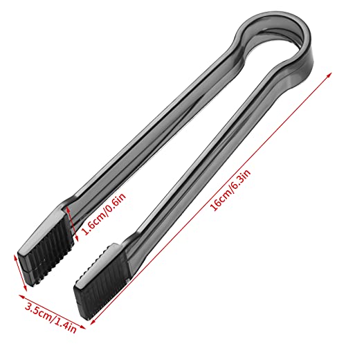 10 Pcs Plastic Buffet Serving Tongs, Clear Black Kitchen Tongs Mini Serving Utensil Tongs for Food Ice Salad Buffet Barbecue Cookies, 6.3 Inches - color: clear black
