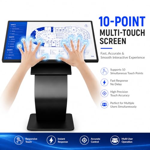 43 inch Touch Screen Kiosk, Windows11 System(8+128g) | K-Style Stand Inquiry Machine, Human–Machine Interaction Smoothly for Mall Navigation/Self-Ordering/Advertising/Retail Store - color: Black