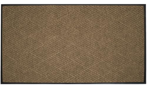 WaterHog Max Diamonds Front Door Mat Indoor Outdoor Entrance, All-Weather - color: Khaki, size: Large 35"x59" (3’x5’)