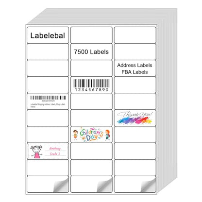 (7500 Pcs/250 Sheets) A4 30 Up Shipping Address Labels, 30 Per Page,1" x2-5/8 Mailing Label, 30-UP White Shipping Labels for Inkjet or Laser Printer, - color: 30 Up - 7500 Labels