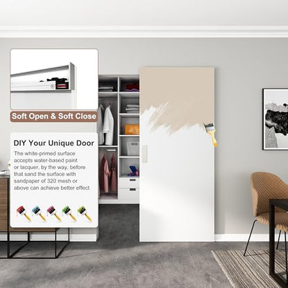 JUBEST 36"x84" Flush Concealed Barn Door with Soft Close Hardware Kit - size: 36"x84"