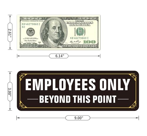 Employees Only Sign, (2 Pack) Self Adhesive Employees Only Beyond This Point Sign, Rust Free Aluminum Metal Staff Only Sticker Signs for Wall and Door (9 x 3 inches, Black/White) - color: Black /White