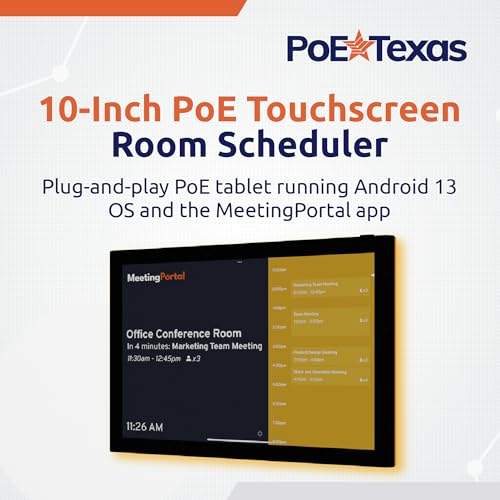PoE Texas 10-Inch PoE Meeting Room Scheduler Tablet with LED Ring - size: Android 13