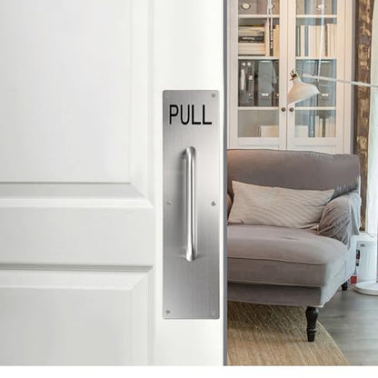 Sumnacon 1 Set 16" Stainess Steel Door Handle Pull Push Plate Handle,Silver - color: Silver, size: 15.7x3.9 Inches