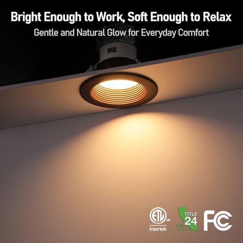 TORCHSTAR 8-Pack 6CCT 4 Inch LED Recessed Light Canless, Dim to Warm - color: Oil Rubbed Bronze-Dim to Warm, size: 4 Inch